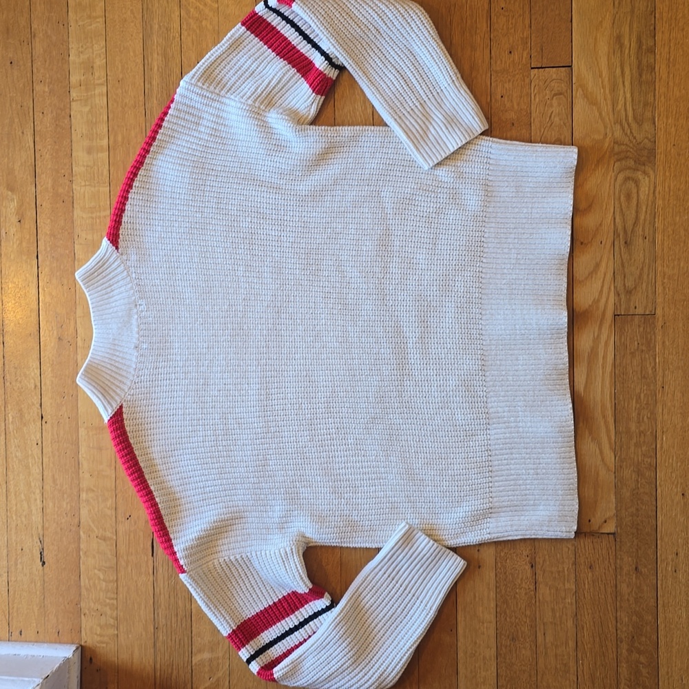 Sanctuary, Mock Neck Sweater, Ivory/Red/Black, EUC, Women's L - Picture 2 of 10